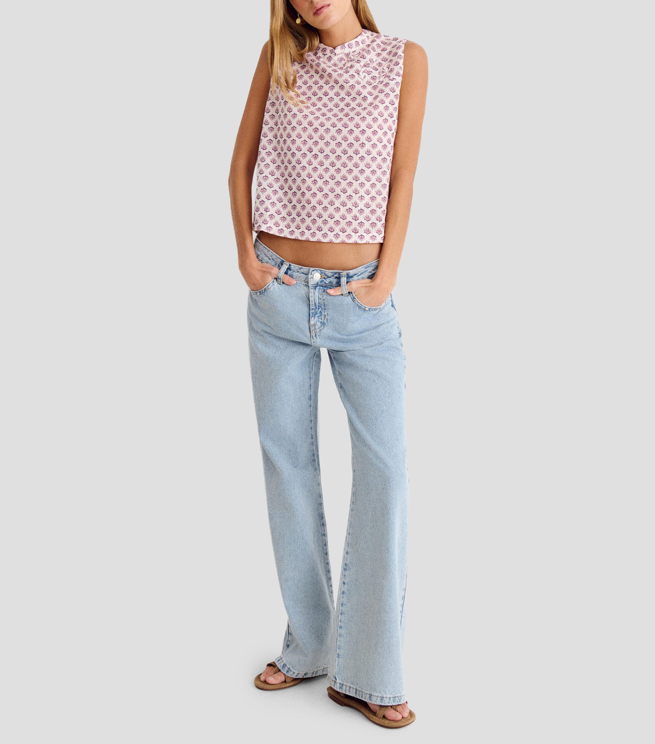 Top estampado sin mangas Mujer